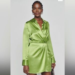 Reformation Alaine Silk Dress Avocado Size 8 NEW Tags On